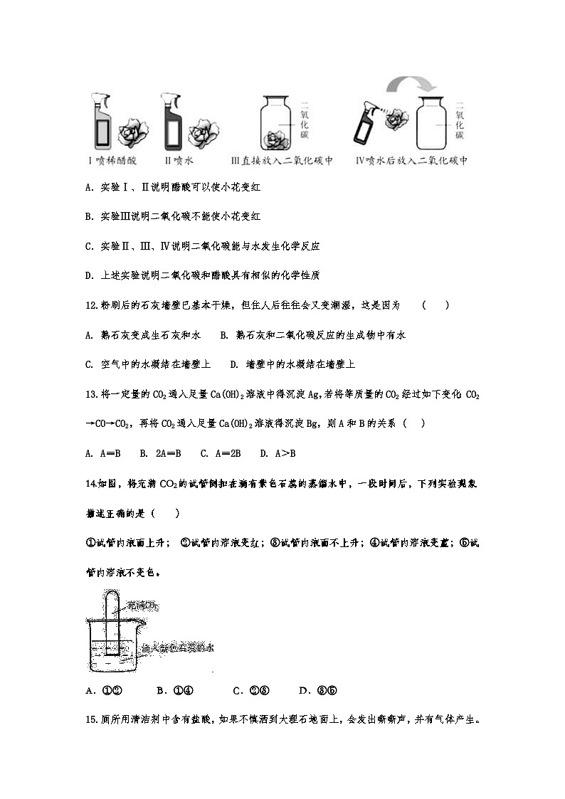 中考化学重点知识二轮专题练习21 二氧化碳和一氧化碳（有答案）第3页