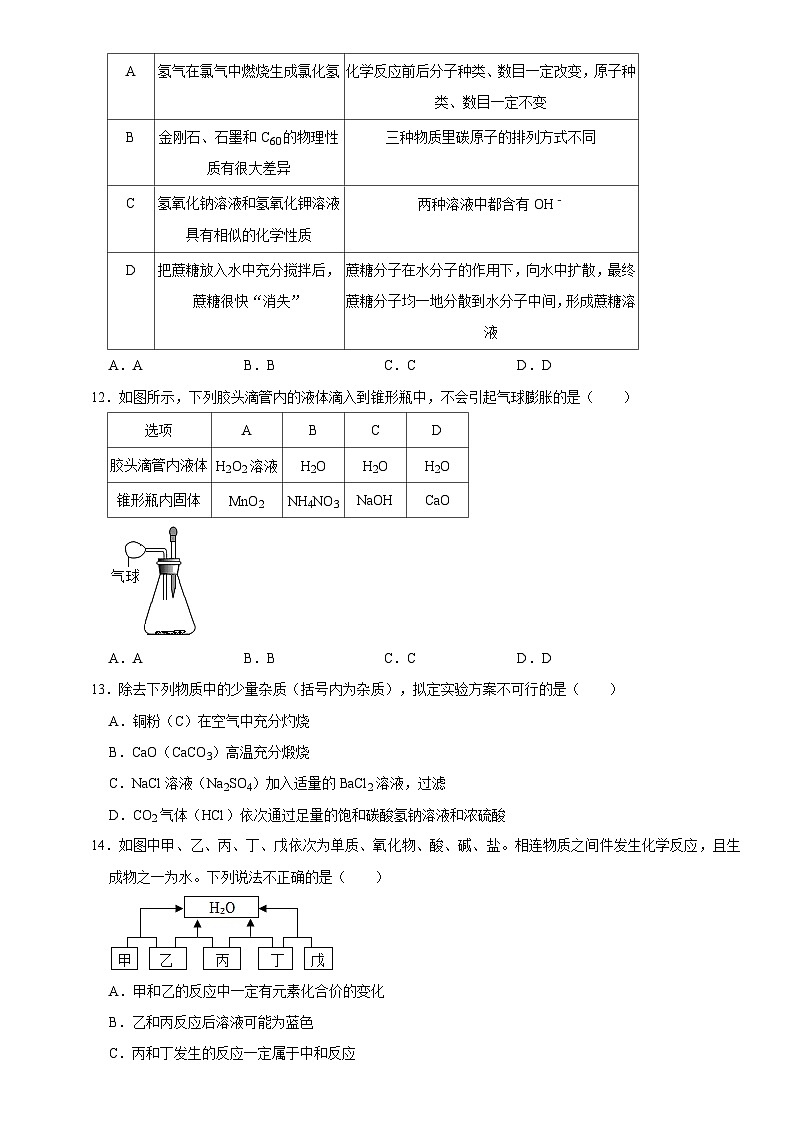2024年江苏省南京市建邺区中考模拟化学试卷03