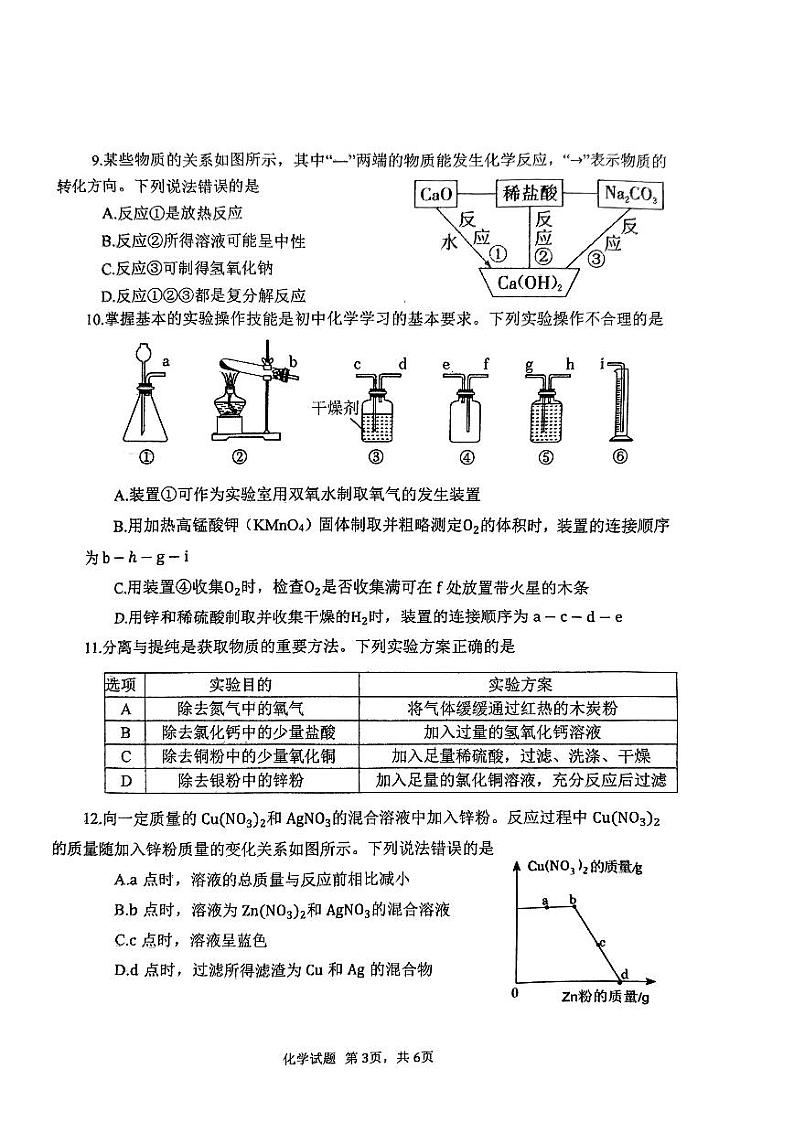 2024年山东省枣庄市市中区中考一模化学试题03