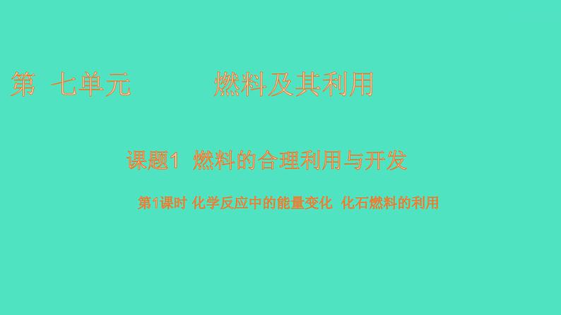 课题2燃料的合理利用与开发 第1课时 化学反应中的能量变化  化石燃料的利用  课件 2023-2024 初中化学 人教版九年级上册第1页