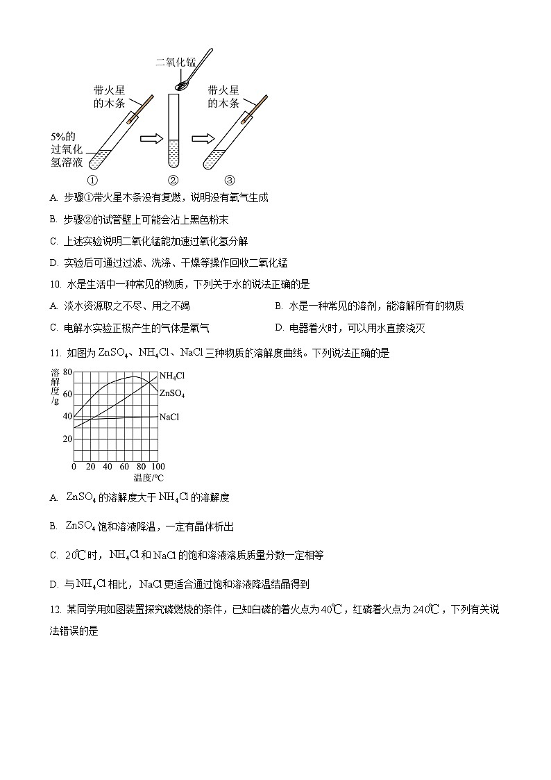 2024年安徽省池州市部分校中考联考二模化学试题（原卷版）第3页