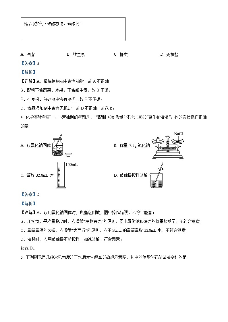 2024年甘肃省临夏回族自治州康乐县部分学校中考一模化学试题（原卷版+解析版）02