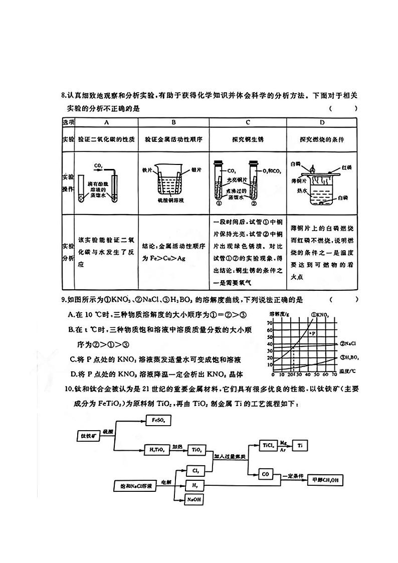 2024年黑龙江省大庆市九年级下学期一模化学试题第3页