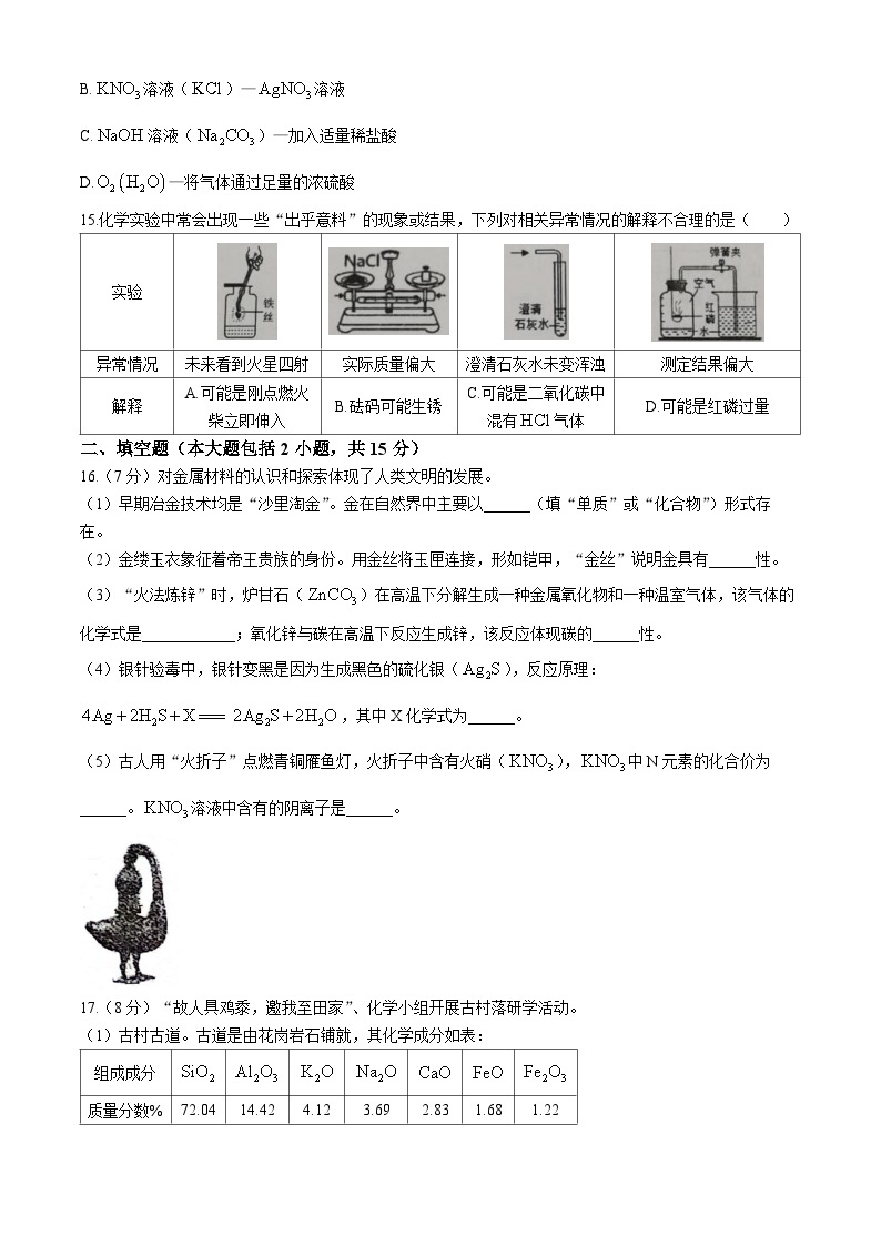 2024年广东省东莞市中考一模化学试题03