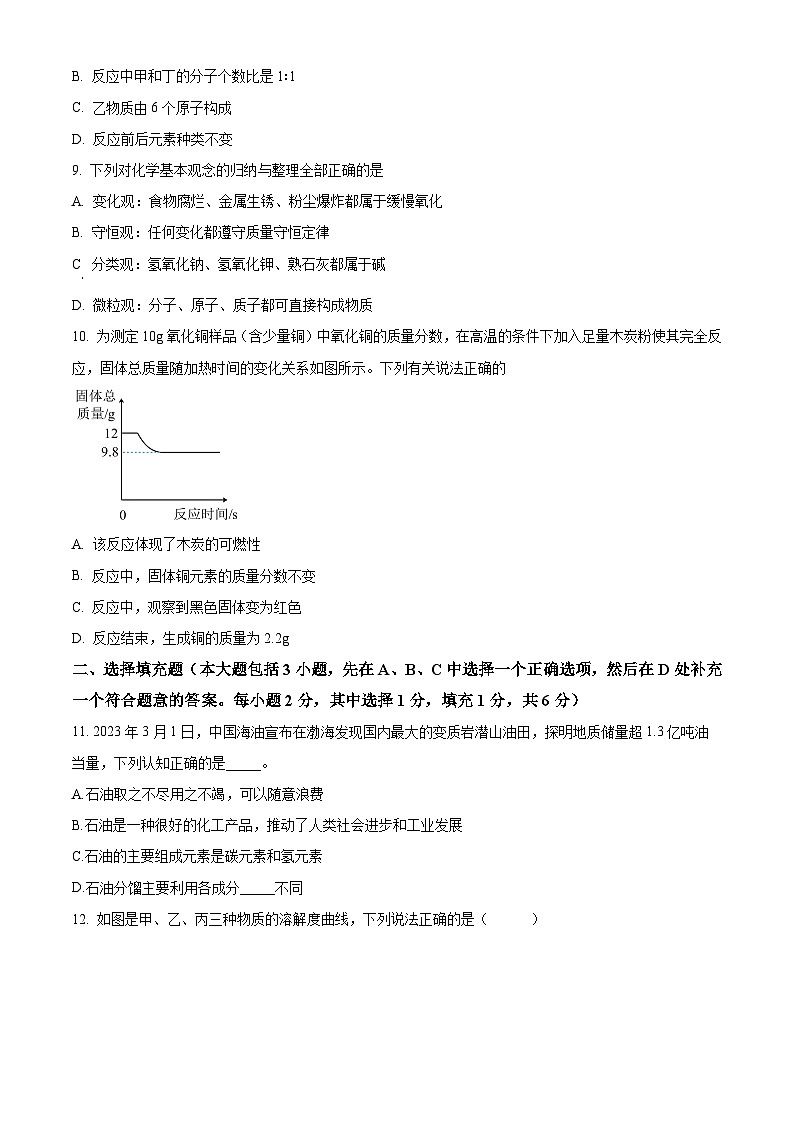 2024年江西省萍乡市中考第一次质量检测化学试题（原卷版）第2页