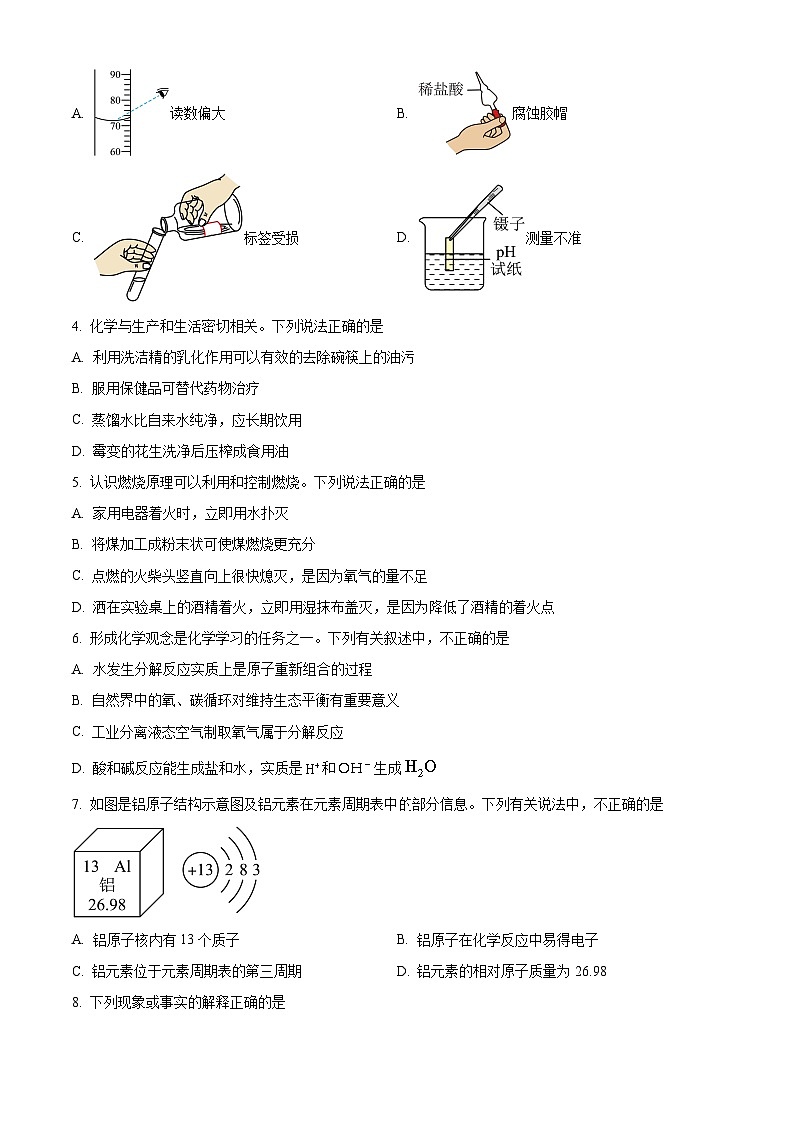 2024年山东省济南市商河县中考一模化学试题（原卷版）第2页