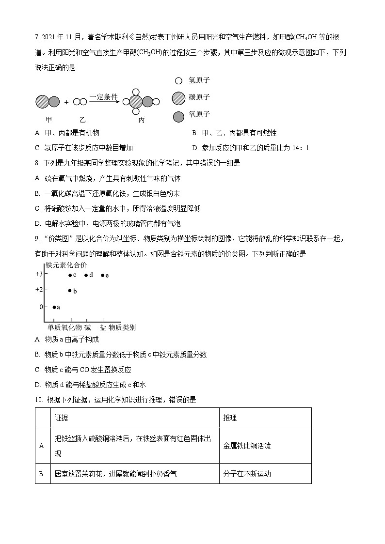 2024年江苏省盐城市东台市中考化学模拟试题 （原卷版）第2页