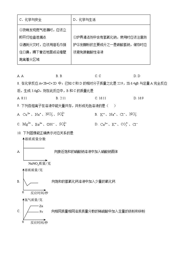黑龙江省绥化市第八中学校2023-2024学年九年级（五四学制）下学期4月月考化学试卷（原卷版）第3页