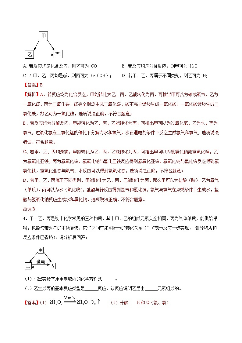 中考化学二轮复习讲义+训练专题03 物质推断与转化（专题训练）（含解析）第3页