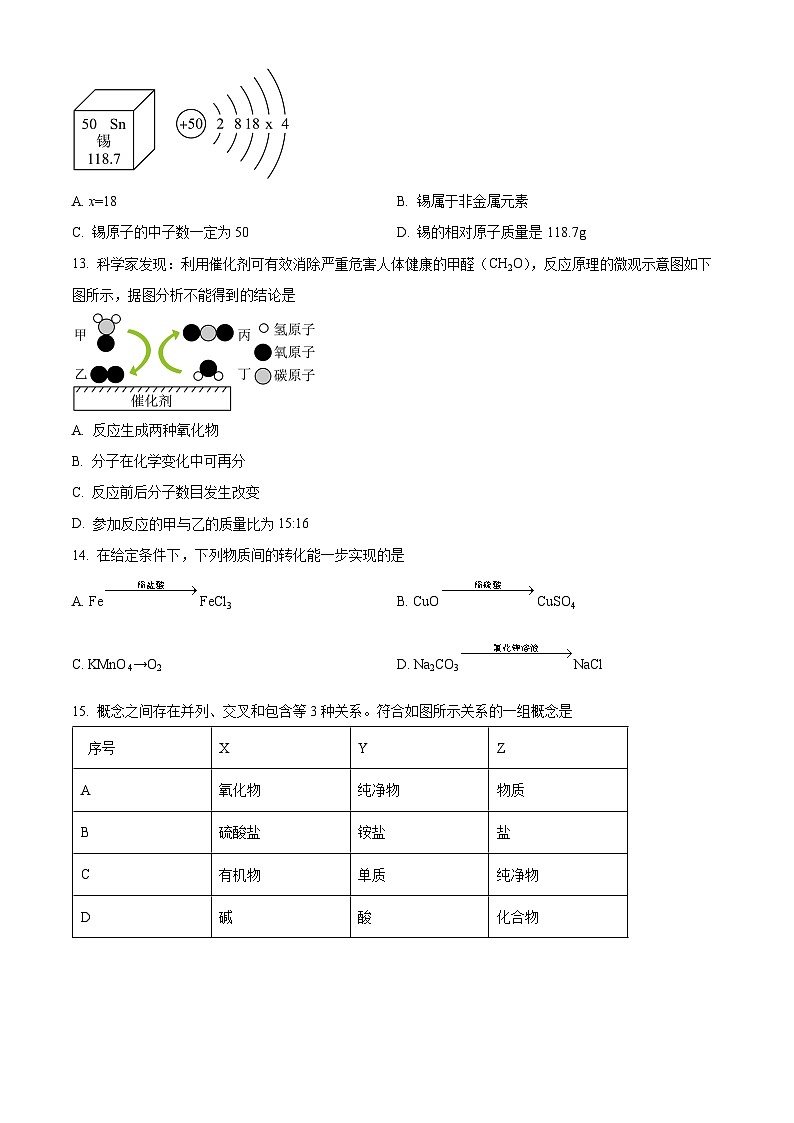 2024年江苏省无锡地区中考模拟化学试卷 （原卷版+解析版）03