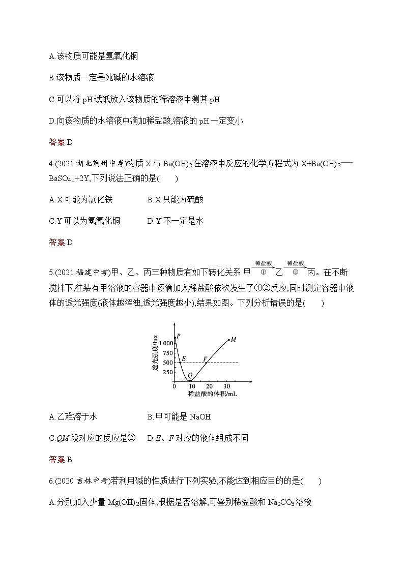 人教版化学中考复习第10单元酸和碱练习含答案第2页