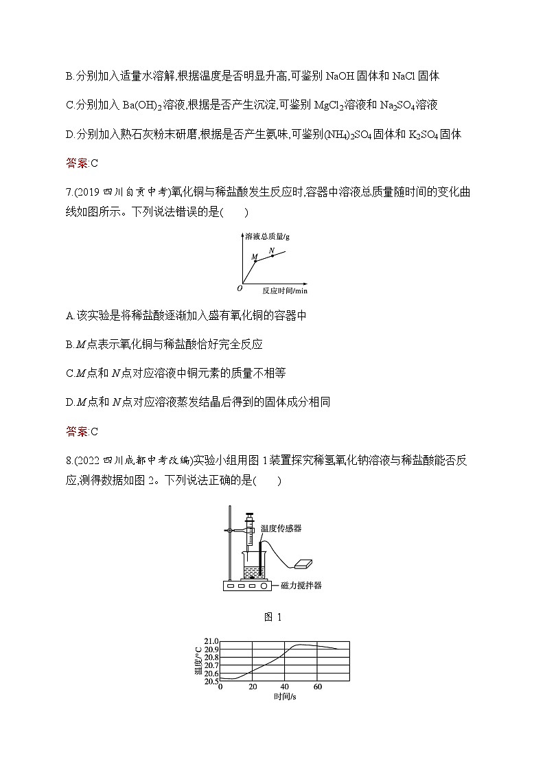 人教版化学中考复习第10单元酸和碱练习含答案第3页