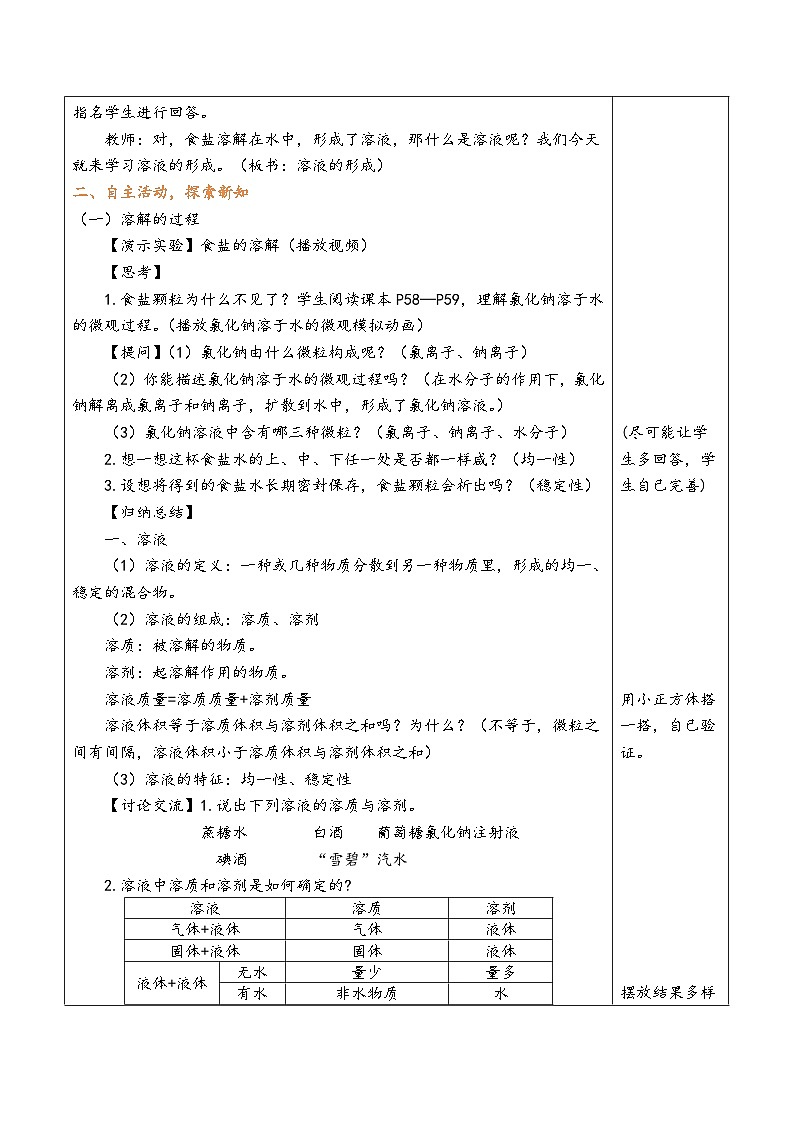 鲁教版九年级化学第三单元《溶液》（同步教学设计）03