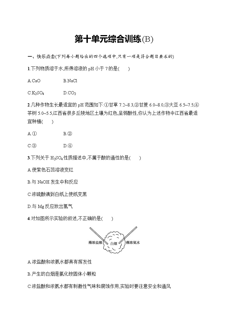 人教版九年级化学下册第10单元综合训练(B)含答案01