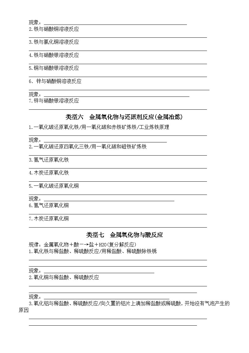 初中化学2024届中考常考化学方程式专项练习（共12种类型，附参考答案）第3页