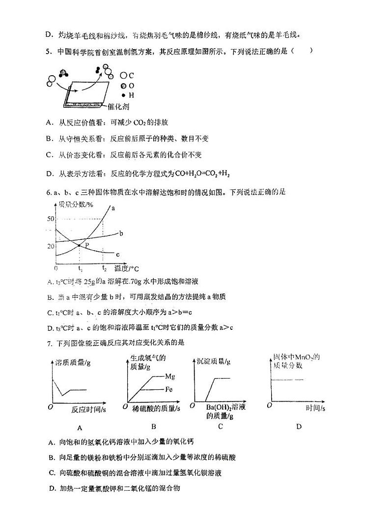 江苏省徐州市沛县第五中学2023-2024学年九年级下学期4月月考化学试题第2页