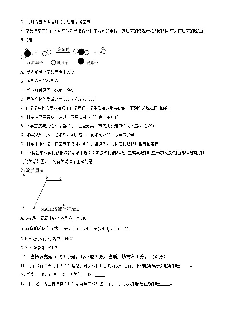 2024年江西省玉山县第一次初中学业水平模拟考试化学试题（原卷版+解析版）02