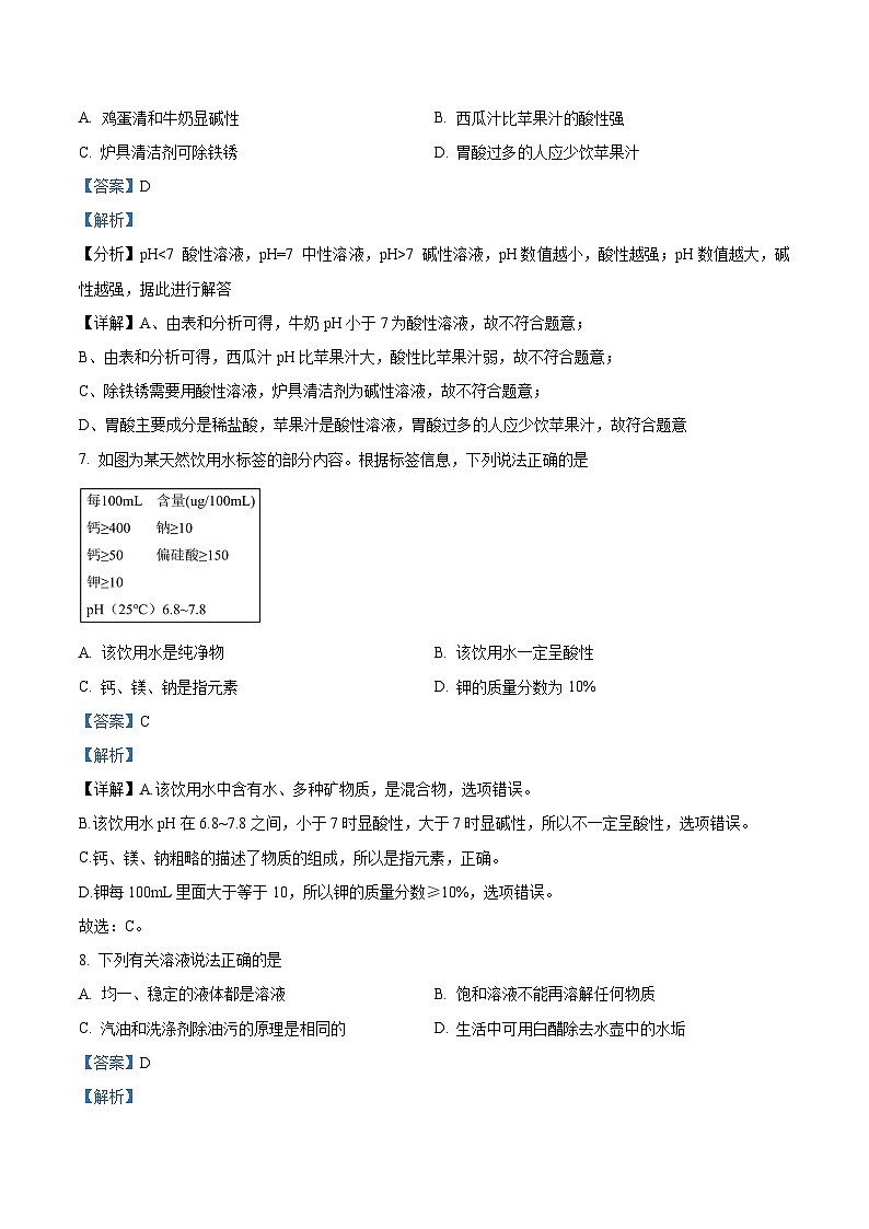 2024年江苏省扬州市邗江区中考化学模拟试题 （原卷版+解析版）03