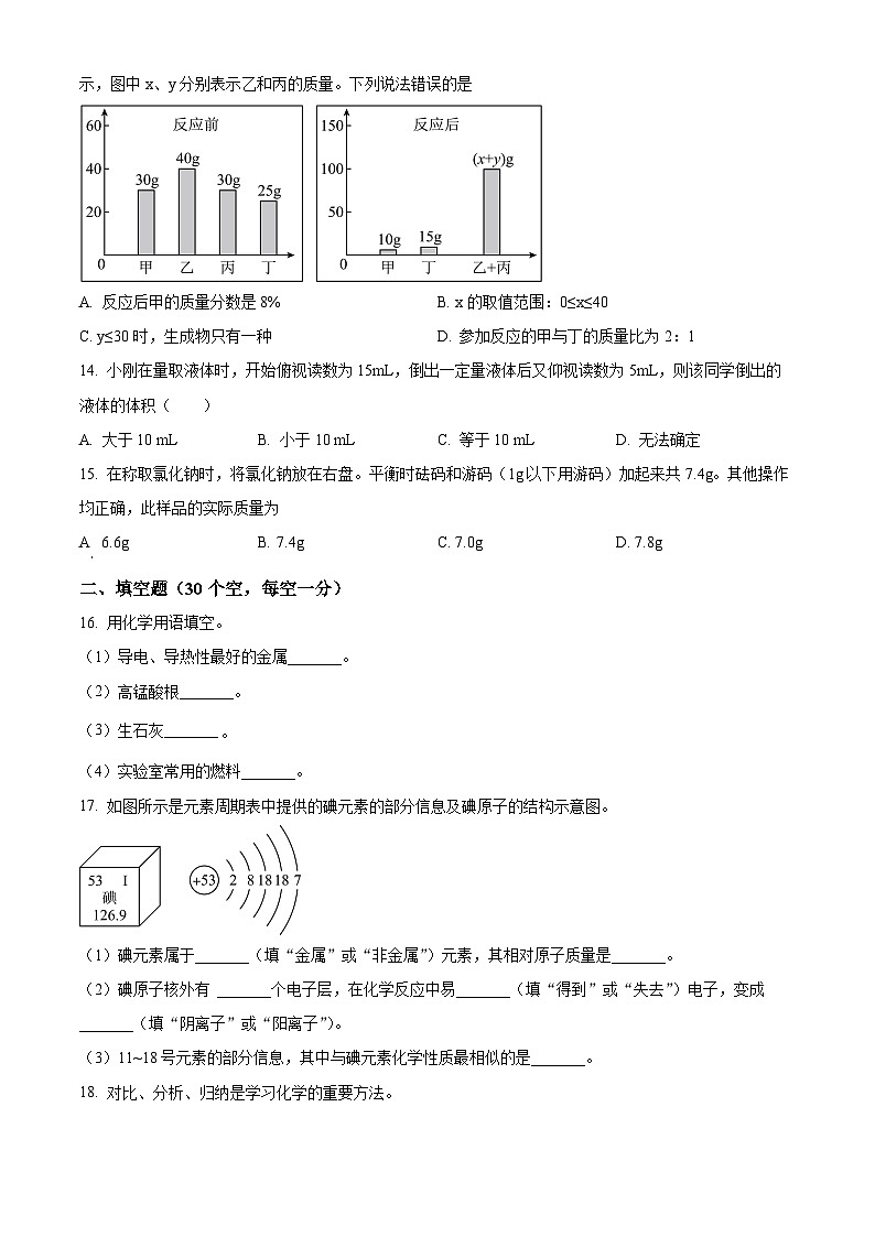 黑龙江省绥化市肇东市四站中学校2023-2024学年八年级下学期4月月考化学试题（原卷版+解析版）03
