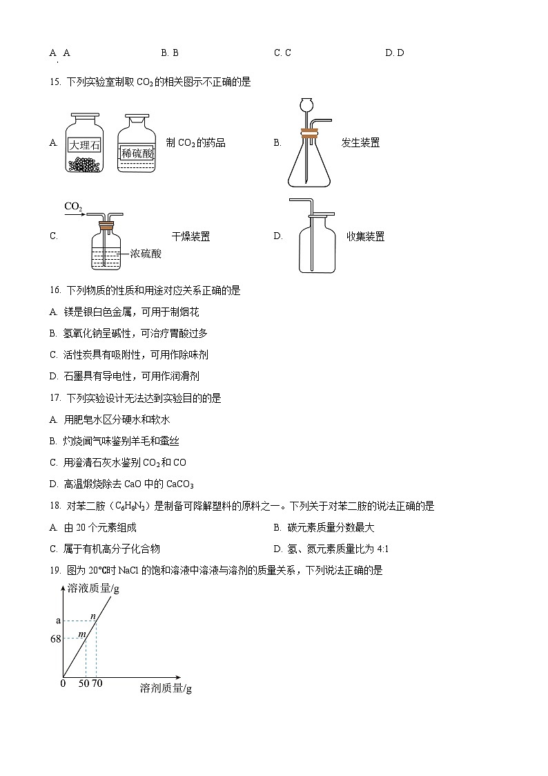 2024年江苏省丹阳市开发区九年级下学期一模考试化学试题（原卷版+解析版）03