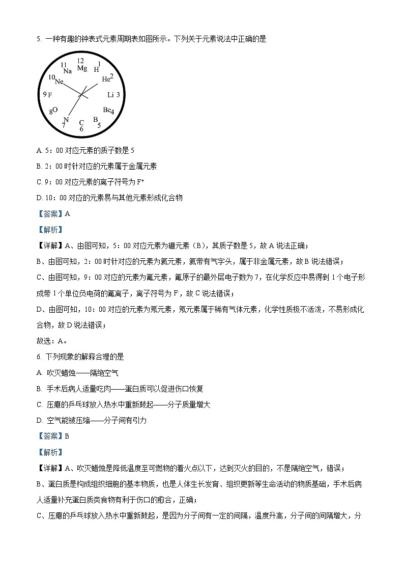 2024年湖北省孝感市高新区中考一模化学试题（原卷版+解析版）03