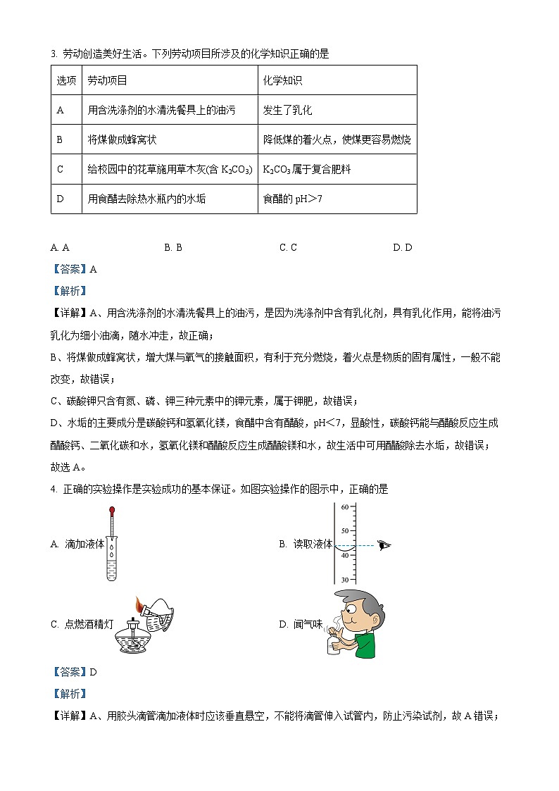 2024年湖北省黄冈市部分学校中考模拟考（二）化学试题（原卷版+解析版）02