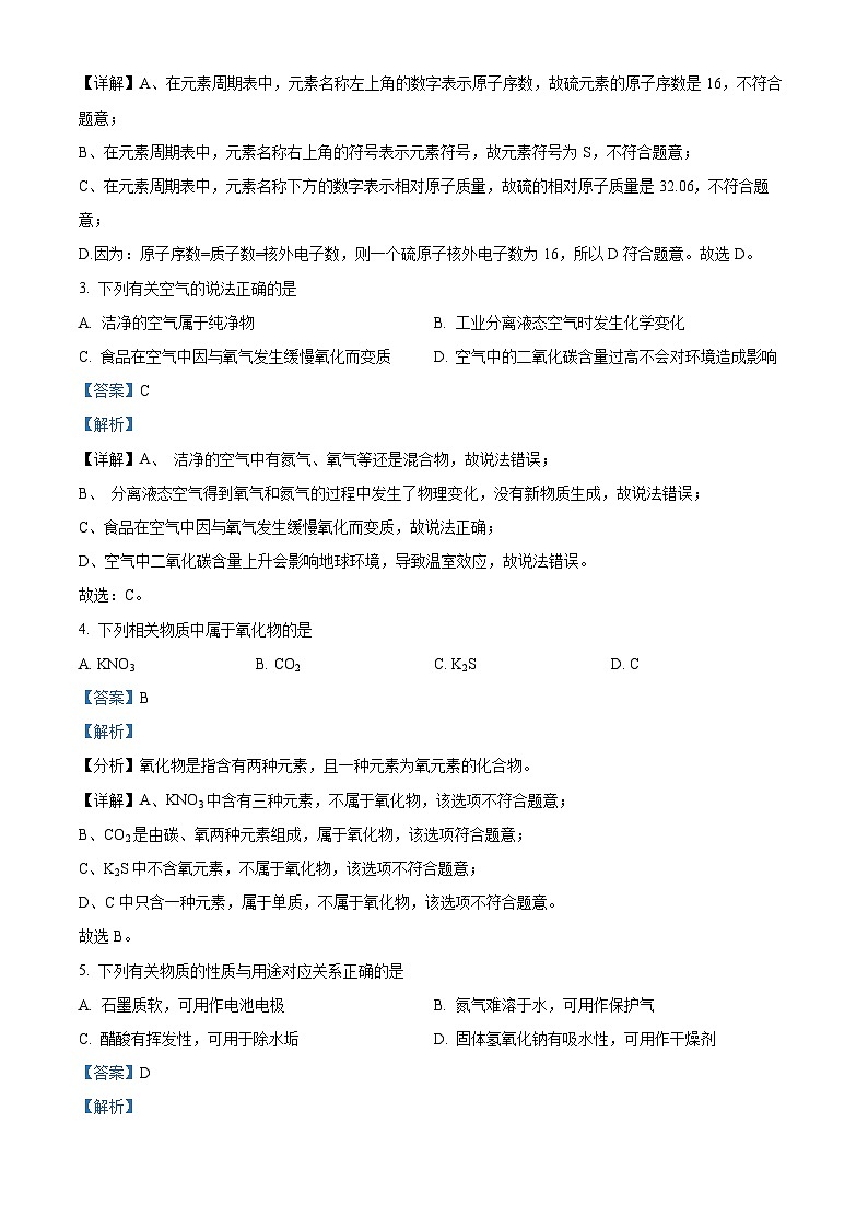 2024年江苏省昆山市六校中考联考（一模）化学试题（一模+一模）02