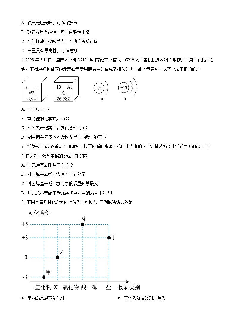 2024年江苏省盐城市射阳县中考第一次调研考试化学试题（原卷版+解析版）02