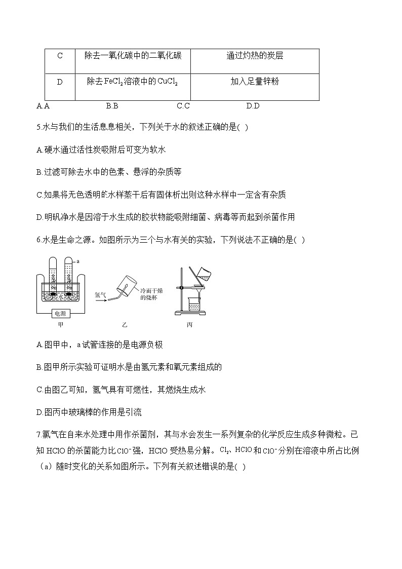 专题二 自然界的水——初中化学复习检测第2页