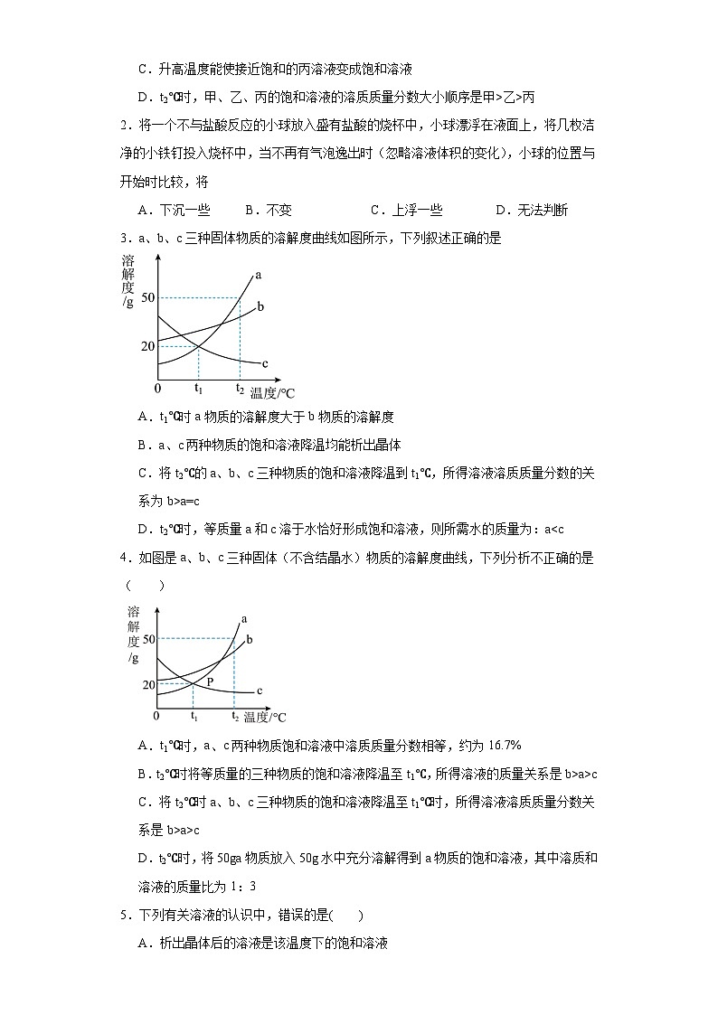7.3溶液稀释的表示达标同步练  科粤版（2019）化学九年级下册第2页