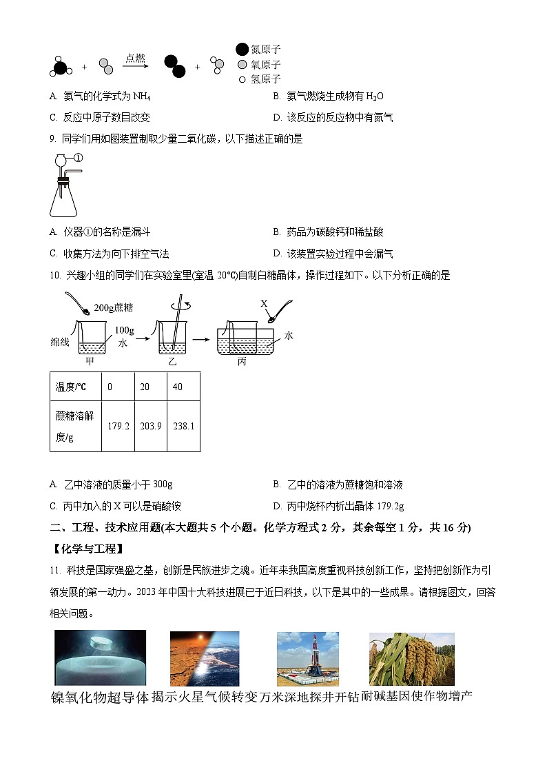 2024年山西省晋城市中考一模化学试卷（原卷版+解析版）02