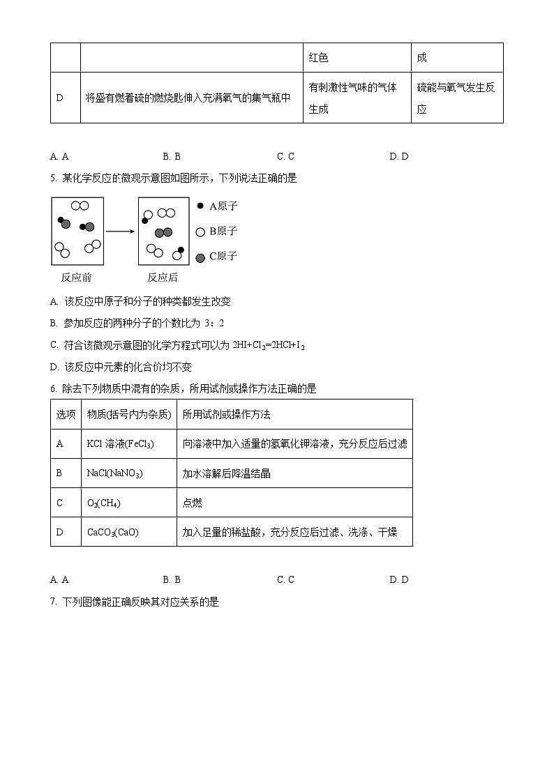 2024年四川省广元市青川县九年级二模化学试题（原卷版+解析版）02