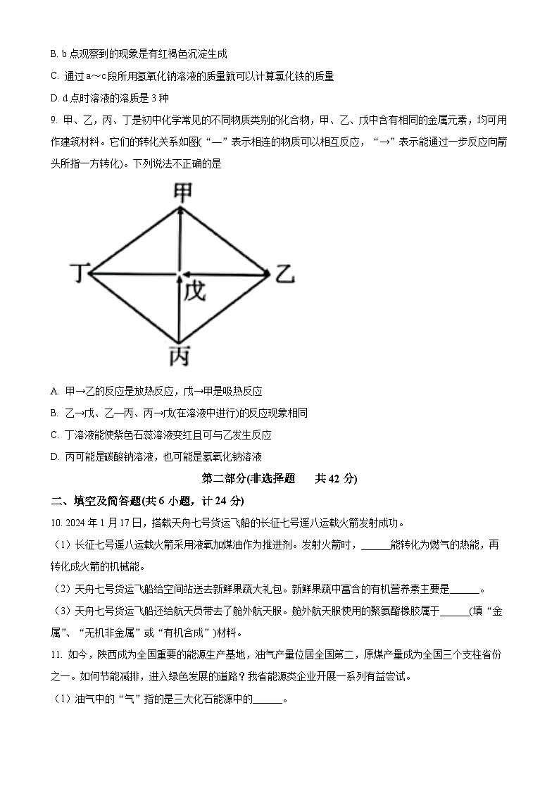 2024年陕西省西安市莲湖区九年级五校联考模拟预测化学试题（一）（原卷版+解析版）03