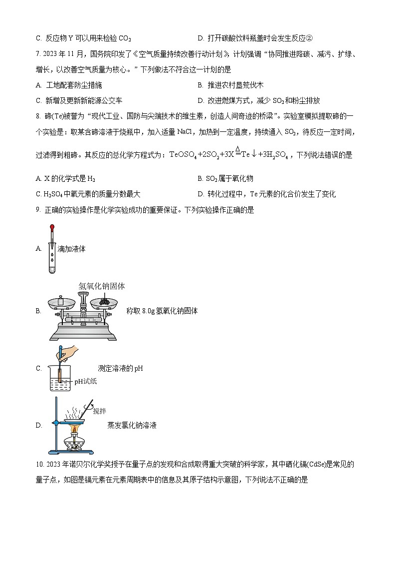 2024年湖南省怀化市第三中学九年级下学期一模化学试题（原卷版+解析版）02