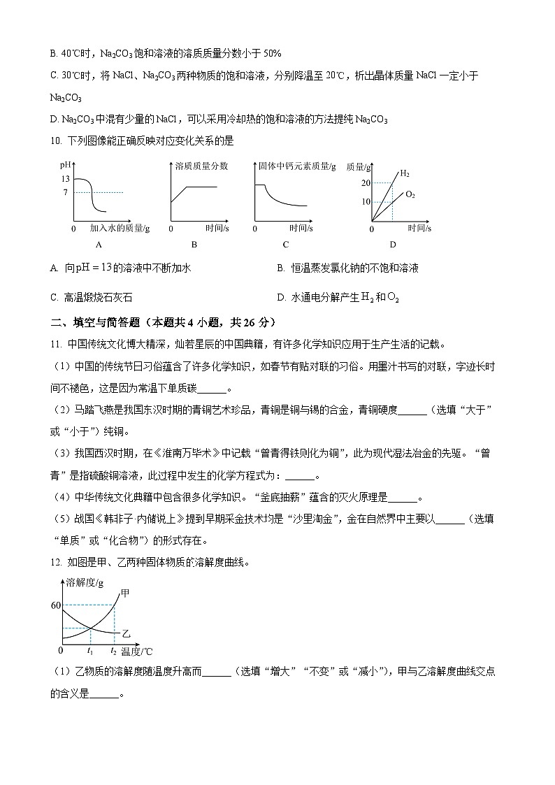 2024年甘肃省陇南市武都区两水镇中考一模化学试题（原卷版）第3页