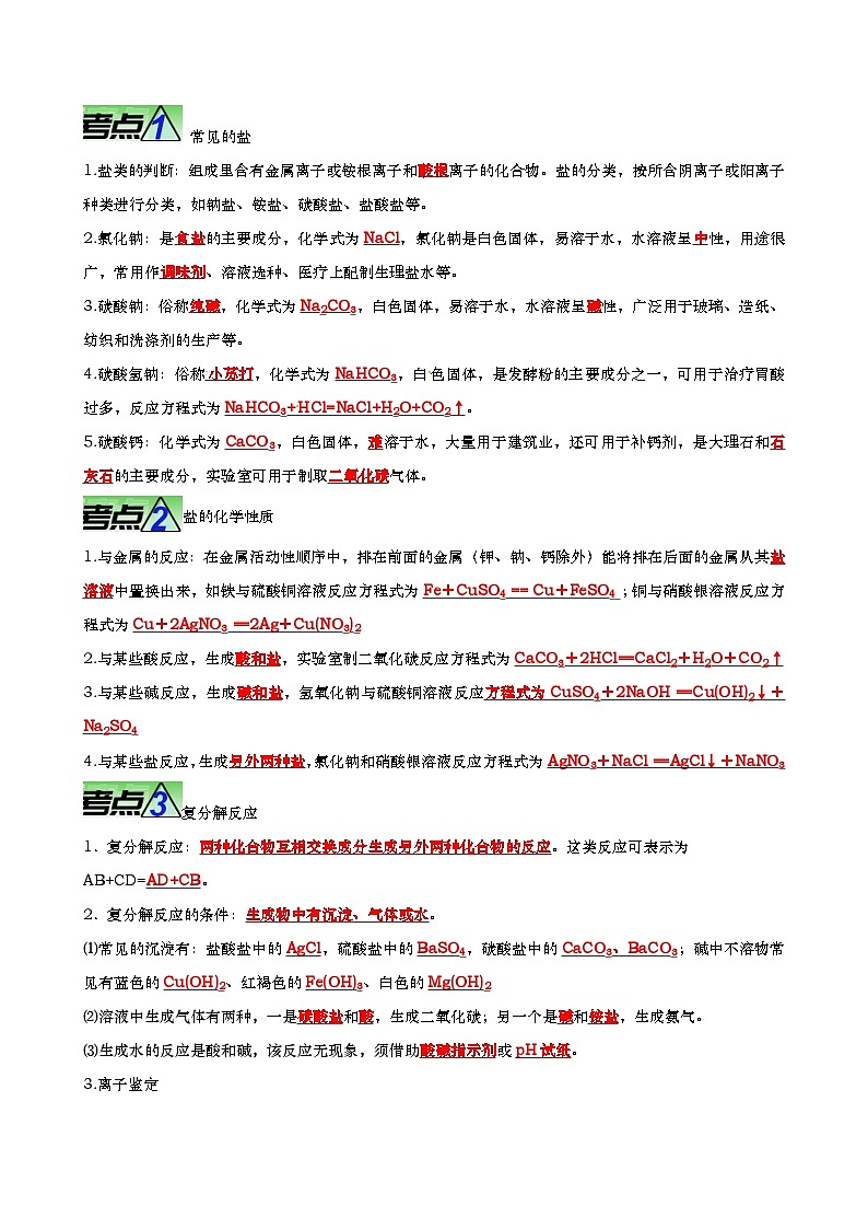 最新中考化学【热点·重点·难点】专练  重难点10 盐和化肥 （全国通用）02