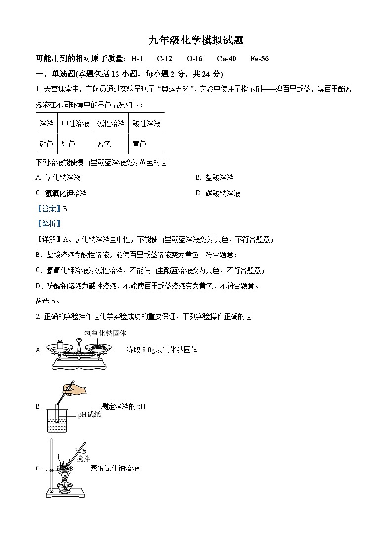2024年江苏省连云港市海州区中考模拟化学试题 （解析版）第1页