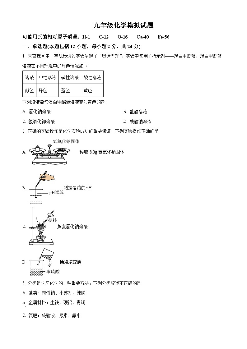 2024年江苏省连云港市海州区中考模拟化学试题 （原卷版）第1页