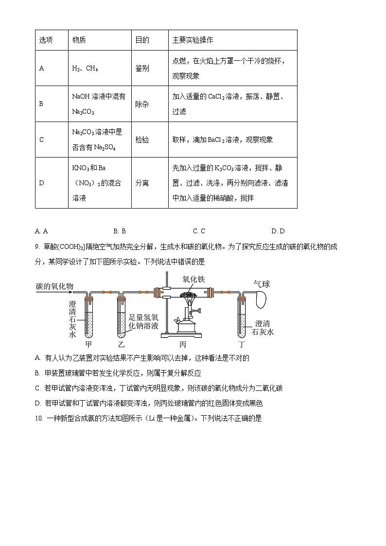江苏省徐州市沛县第五中学2023-2024学年九年级下学期4月月考化学试题（原卷版+解析版）03