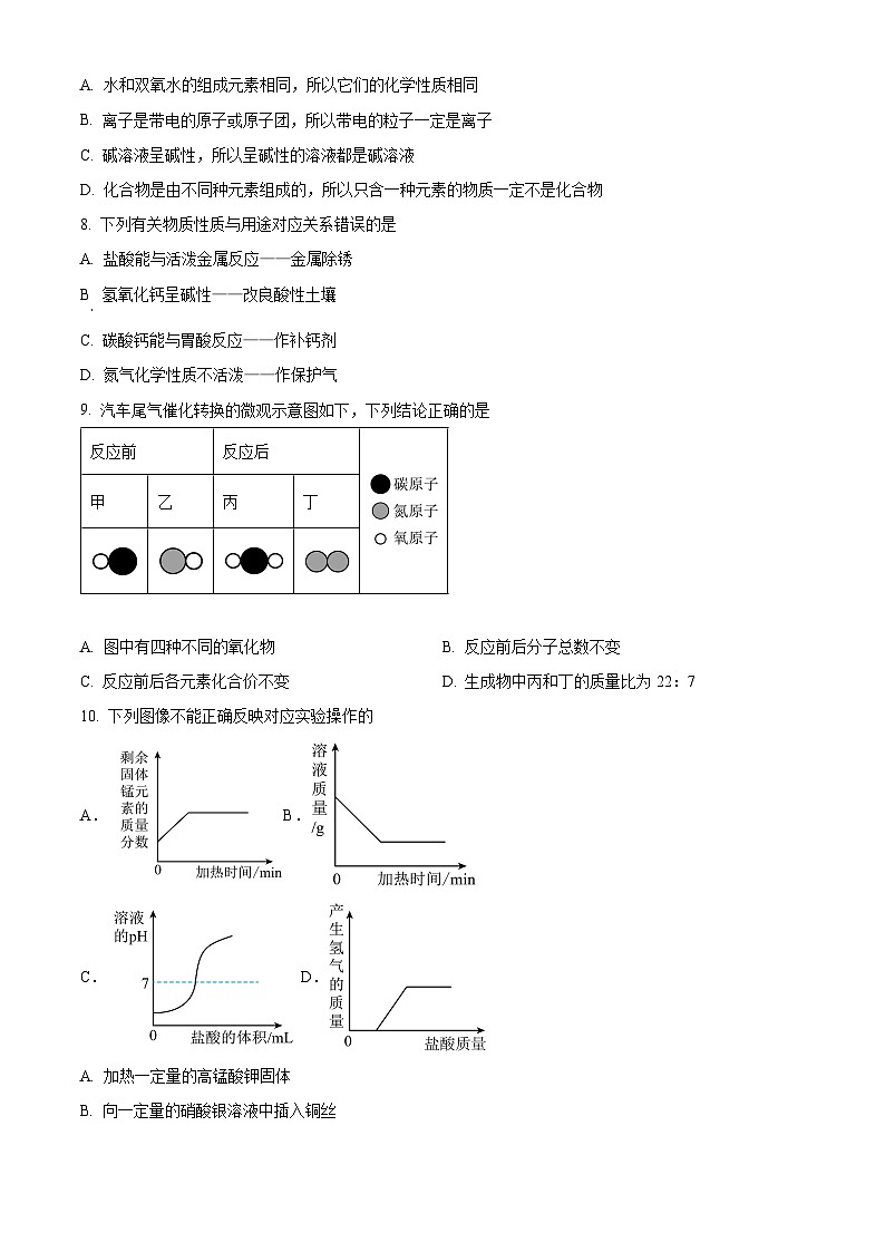 福建省莆田市仙游县郊尾枫亭教研片区2023-2024学年九年级下学期4月月考化学试题（原卷版+解析版）02