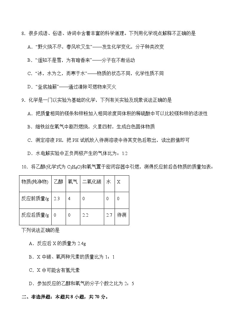2024届中考化学模拟预热卷【福建专用】03