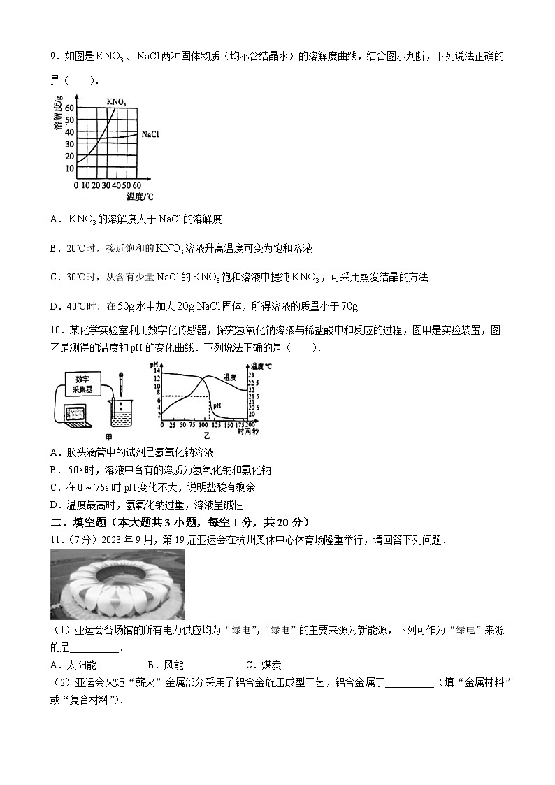 2024年新疆库尔勒市中考一模化学试题(无答案)第2页
