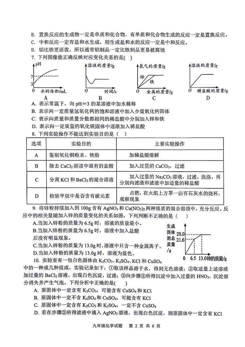 2024年山东省济宁市微山县中考一模化学试题02