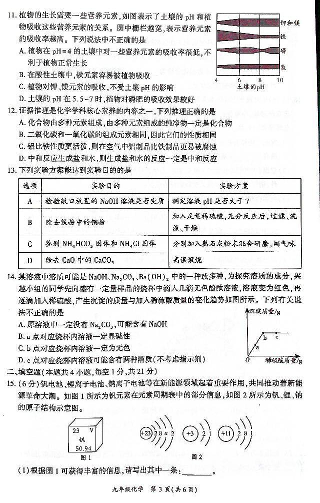 四川省广安市岳池县2023-2024学年第二学期九年级化学诊断考试（二）（图片版，无答案）03