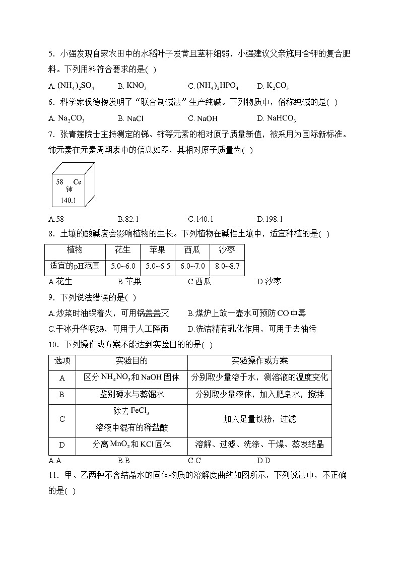 广东省茂名市信宜市2024届九年级下学期综合练习（三）化学试卷(含答案)第2页