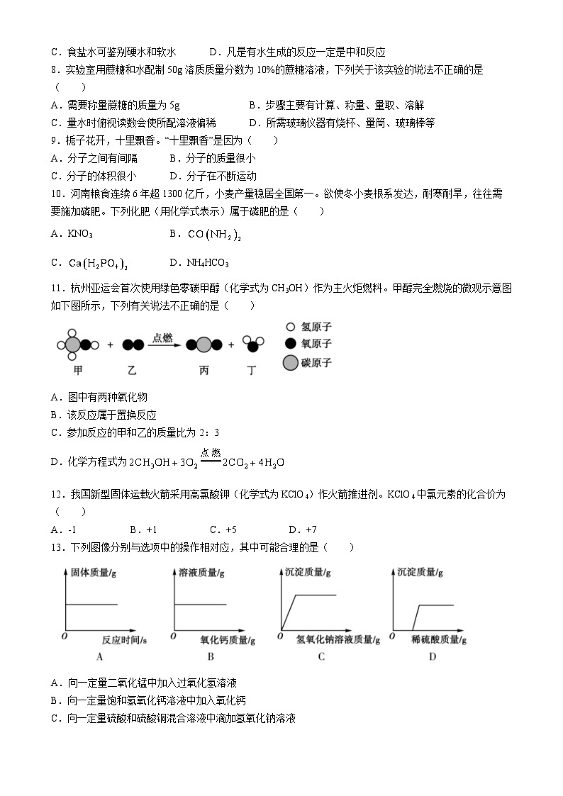 2024年河南省信阳市息县中考二模化学试题02