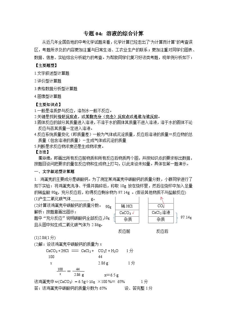 人教版 初中化学 专题04.溶液的综合计算讲义(含答案）docx01