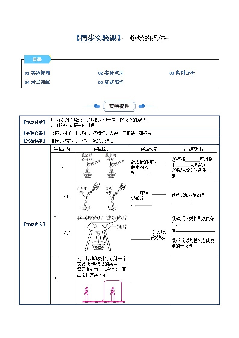实验05 燃烧的条件（原卷版）第1页