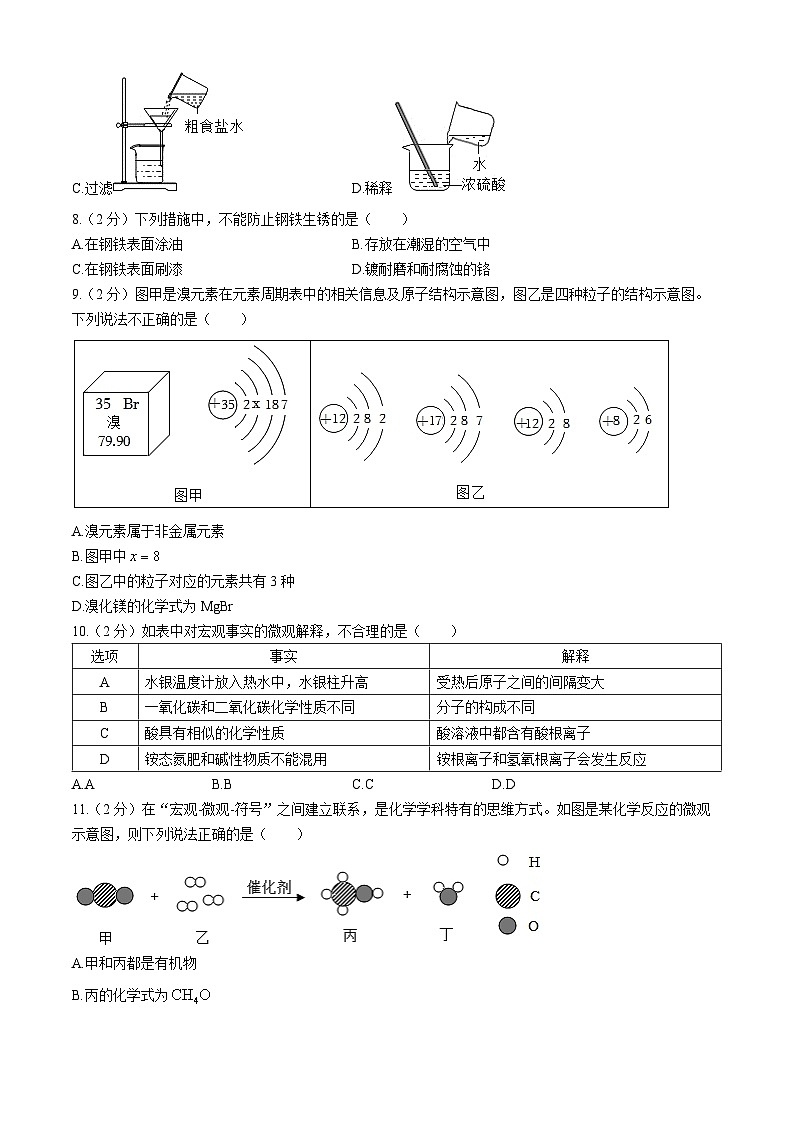 2024年江苏省南京市江宁区百家湖中学中考一模化学试卷(无答案)第2页