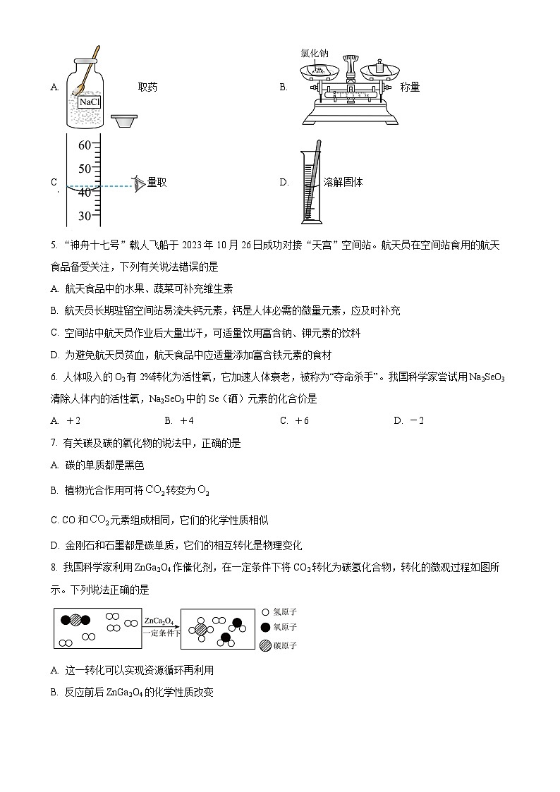 2024年江西省吉安县中考考前适应性（一模）评估化学试题（原卷版+解析版）02